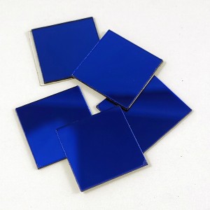 10pc 25mm Square Self Adhesive Acrylic Mirror in Blue