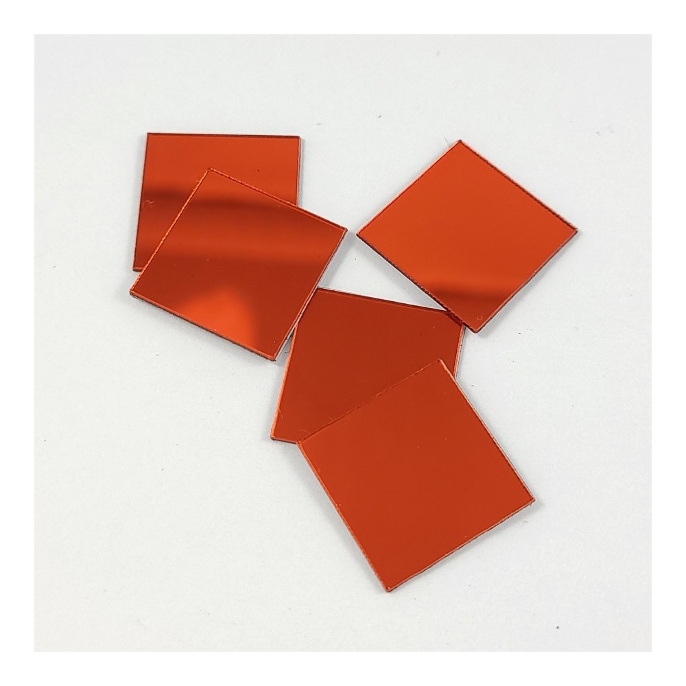 10pc 25mm Square Self Adhesive Acrylic Mirror in Red