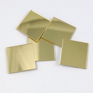 10pc 25mm Square Self Adhesive Acrylic Mirror in Gold