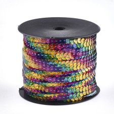Sequins Paillette by the strand 6mm By the Yard  - Mixed Rainbow Colours 