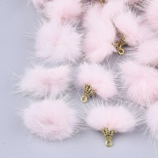 4pc Faux Mink Fur Tassels 20-30mm Long  - Lt. Pink