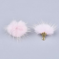 4pc Faux Mink Fur Tassels 20-30mm Long  - Lt. Pink