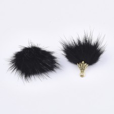 4pc Faux Mink Fur Tassels 20-30mm Long  - Black