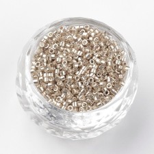 Metallic Silver Glass Barrel Seed Beads 10g bag