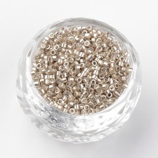 Metallic Silver Glass Barrel Seed Beads 10g bag