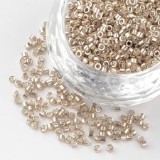 Metallic Silver Glass Barrel Seed Beads 10g bag