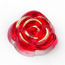 10pc Gold Metal Enlaced Resin Roses Cabochons, Flower 15mm Red