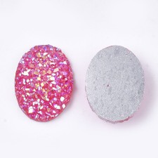 10pc Druzy Oval Acrylic Gem 18x13mm Deep Pink