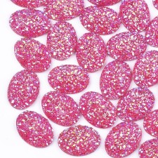 10pc Druzy Oval Acrylic Gem 18x13mm Deep Pink