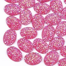 Druzy Oval Acrylic Gem 18x13mm Deep Pink 10pcs