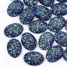 10pc Druzy Oval Acrylic Gem 18x13mm Deep Blue