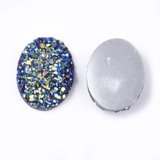 10pc Druzy Oval Acrylic Gem 18x13mm Deep Blue