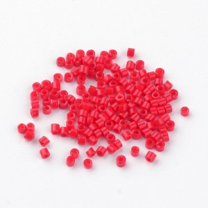 Opaque Red Glass Barrel Seed Beads 10g bag