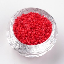 Opaque Red Glass Barrel Seed Beads 10g bag