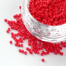 Opaque Red Glass Barrel Seed Beads 10g bag