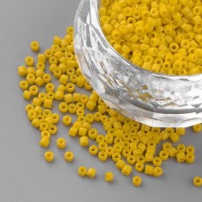 Opaque Yellow Glass Barrel Seed Beads 10g bag