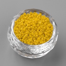 Opaque Yellow Glass Barrel Seed Beads 10g bag