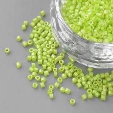 Matte Lime Green Glass Barrel Seed Beads 10g bag