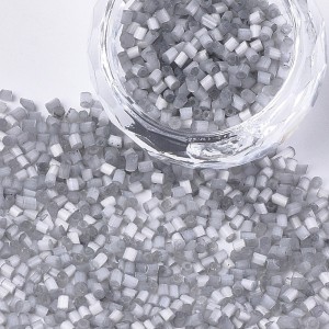 Satin Cats Eye Grey Glass Barrel Seed Beads 10g bag
