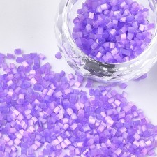 Satin Cats Eye Glass Barrel Seed Beads 10g bag Med Purple 