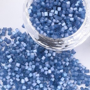 Satin Cats Eye Glass Barrel Seed Beads 10g bag Steel Blue