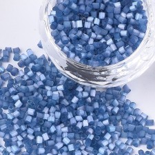 Satin Cats Eye Glass Barrel Seed Beads 20g bag Steel Blue
