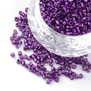 Metallic Violet Glass Barrel Seed Beads 10g bag