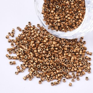 Metallic Copper Glass Barrel Seed Beads 10g bag