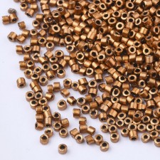 Metallic Copper Glass Barrel Seed Beads 10g bag