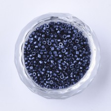 Metallic Blue Glass Barrel Seed Beads 10g bag