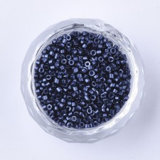 Metallic Blue Glass Barrel Seed Beads 10g bag