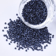 Glass Cylinder Seed Beads 11/0 - Metallic Dark Blue - 10g bag
