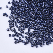 Metallic Blue Glass Barrel Seed Beads 10g bag