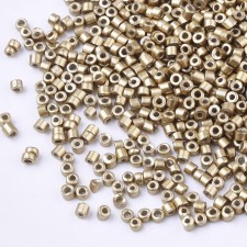 Metallic Light Gold Glass Barrel Seed Beads 10g bag