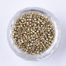 Metallic Light Gold Glass Barrel Seed Beads 10g bag