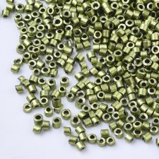 Metallic Olive Glass Barrel Seed Beads 10g bag