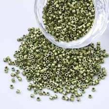Metallic Olive Glass Barrel Seed Beads 10g bag