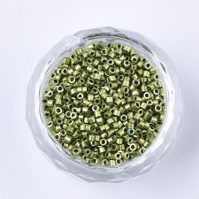 Metallic Olive Glass Barrel Seed Beads 10g bag