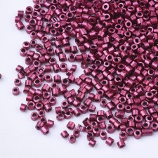 Metallic Camellia Red Glass Barrel Seed Beads 10g bag