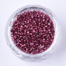 Metallic Camellia Red Glass Barrel Seed Beads 10g bag