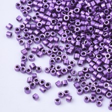 Metallic Medium Purple Glass Barrel Seed Beads 10g bag