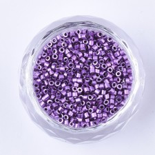 Metallic Medium Purple Glass Barrel Seed Beads 10g bag