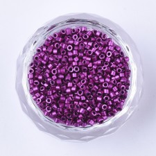 Metallic Violet Glass Barrel Seed Beads 10g bag