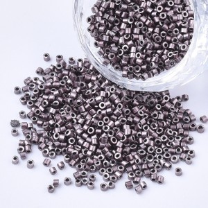 Metallic Rosy Brown Glass Barrel Seed Beads 10g bag