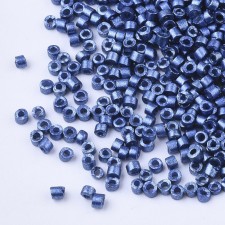 Metallic Cornflower Blue Glass Barrel Seed Beads 10g bag