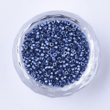 Metallic Cornflower Blue Glass Barrel Seed Beads 10g bag
