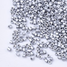 Glass Cylinder Seed Beads - 11/0 Metallic Silver - 10g bag