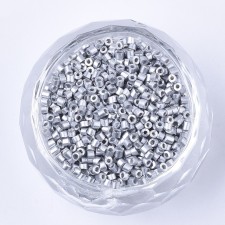 Metallic Silver Glass Barrel Seed Beads 10g bag