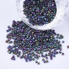 Metallic Matte Iris Purple Glass Barrel Seed Beads 10g bag