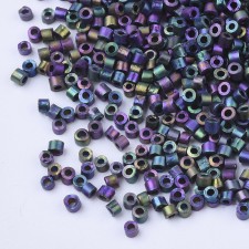 Metallic Matte Iris Purple Glass Barrel Seed Beads 10g bag